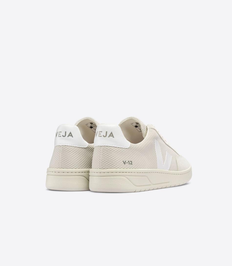 Beige White Veja Alveomesh Natural Women\'s V-12 | XNZBH93500