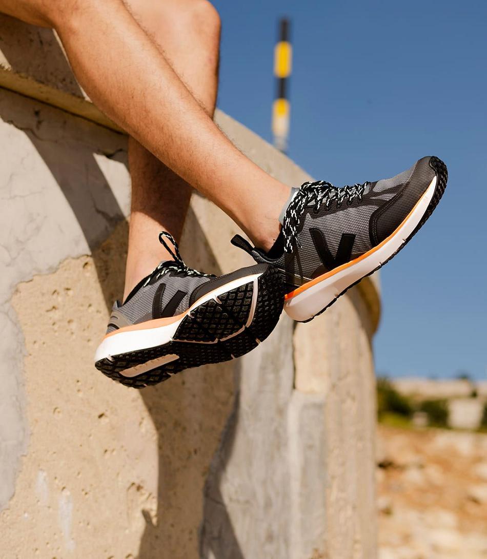 Black Orange Veja Condor 2 Alveomesh Concrete Neon Sneakers Road Running Shoes | ZNZMJ92227