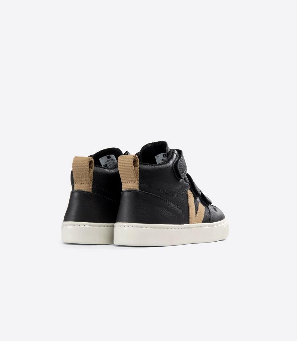 Black Veja Mid Chromefree Leather Dune Kids\' V-10 | DNZKV91799