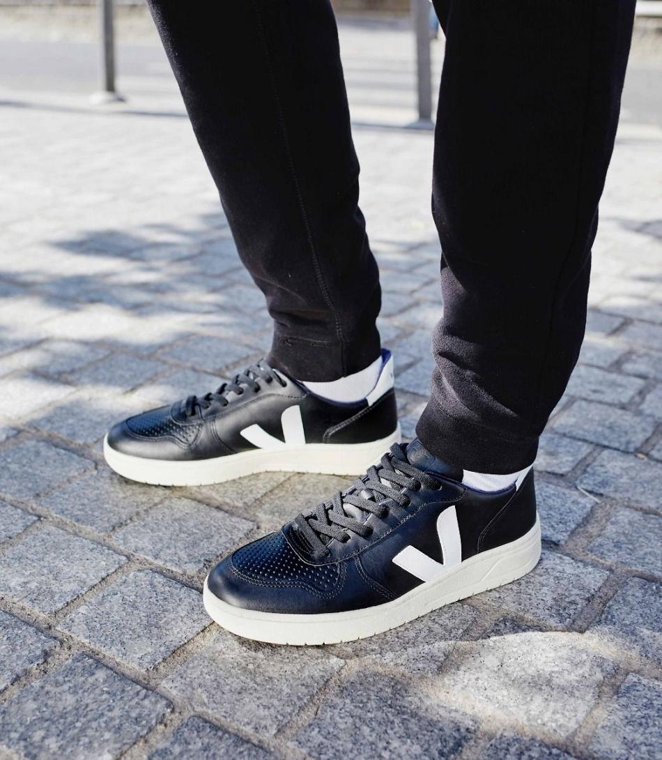 Black White Veja V-10 Leather Sole Outlet Adults | ENZVG52559