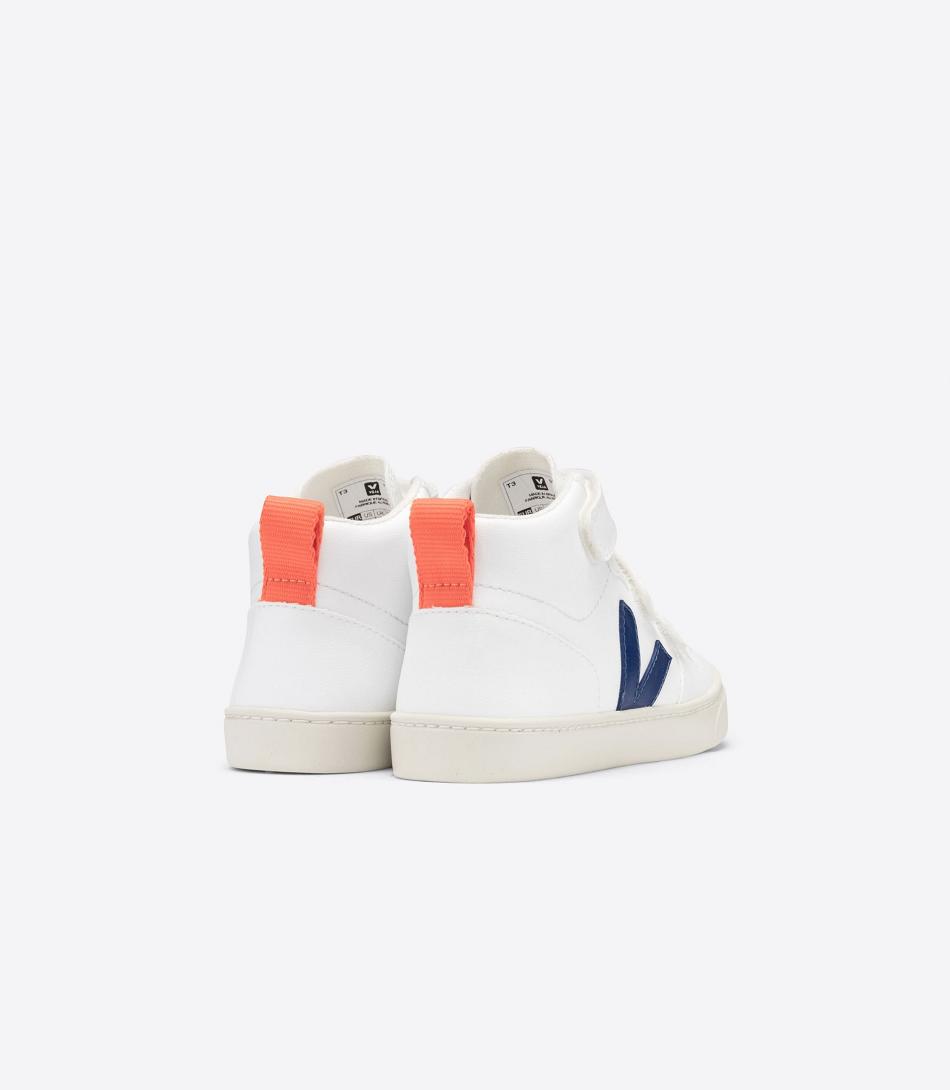 White Deep Blue Orange Veja Mid Cwl Cobalt Orange Fluo Kids\' V-10 | SNZVO10525