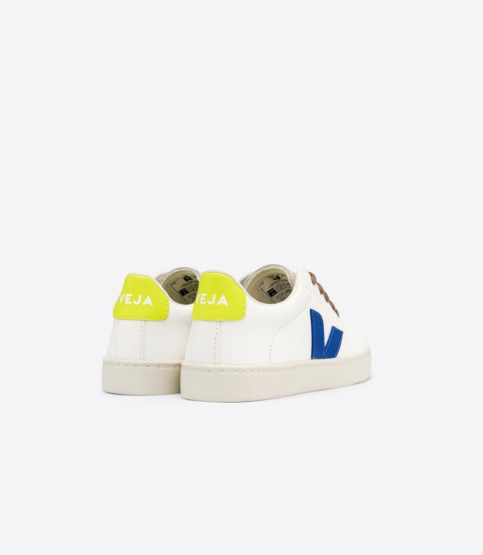 White Indigo Veja Laces Chromefree Leather Jaune Fluo Kids\' Esplar | YNZVQ44053