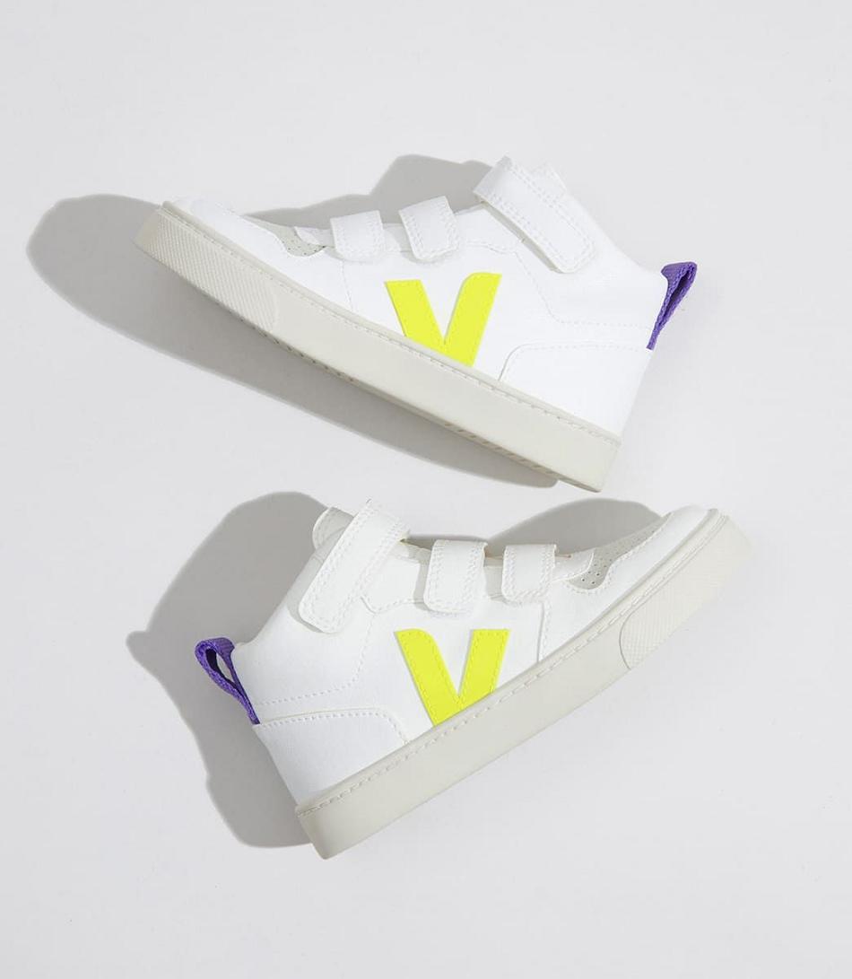 White Purple Veja V-10 Mid Cwl Jaune Fluo Outlet Kids | MNZHR37026