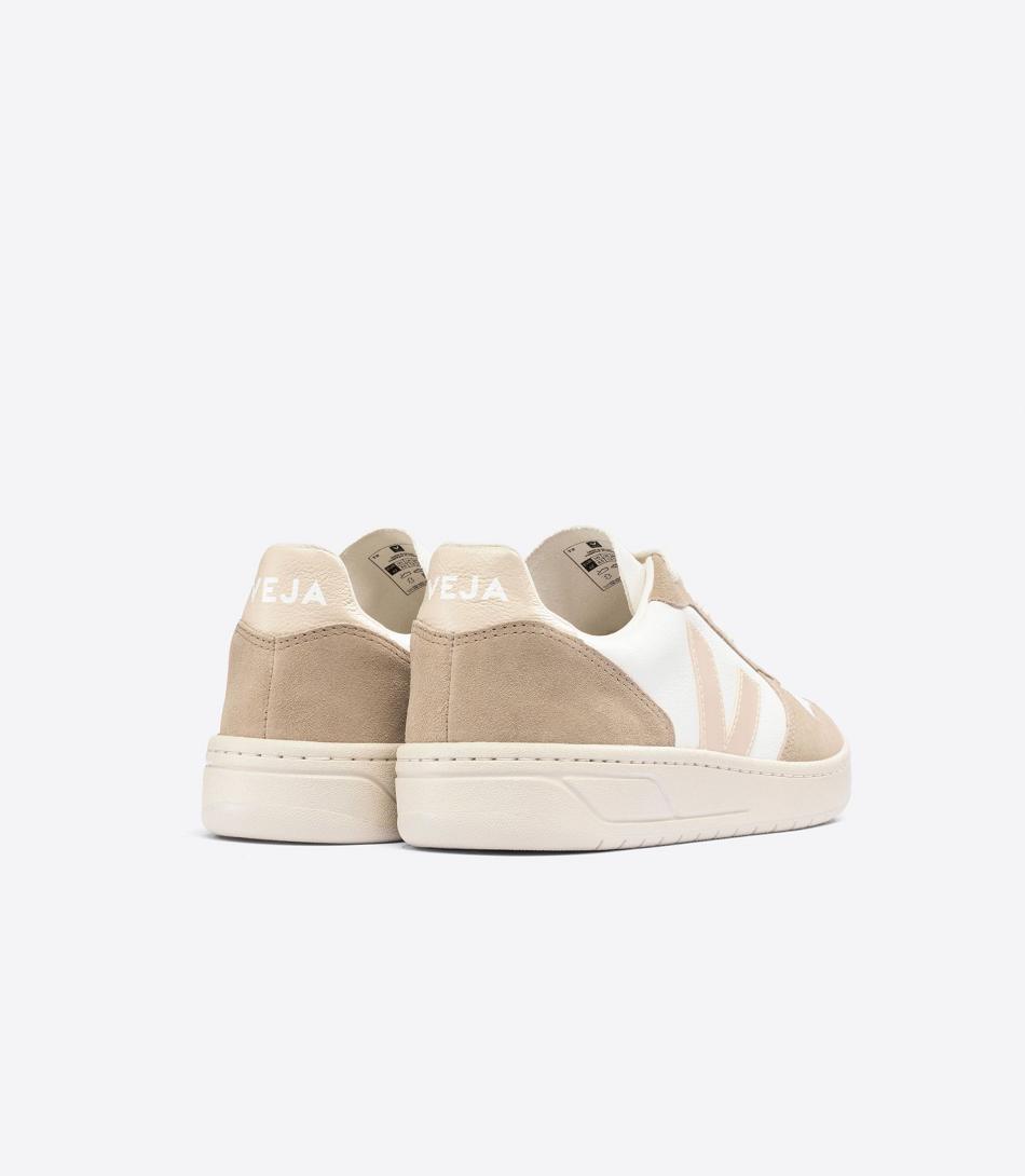 White Veja Chromefree Leather Sable Sahara Women\'s V-10 | ANZDF47916